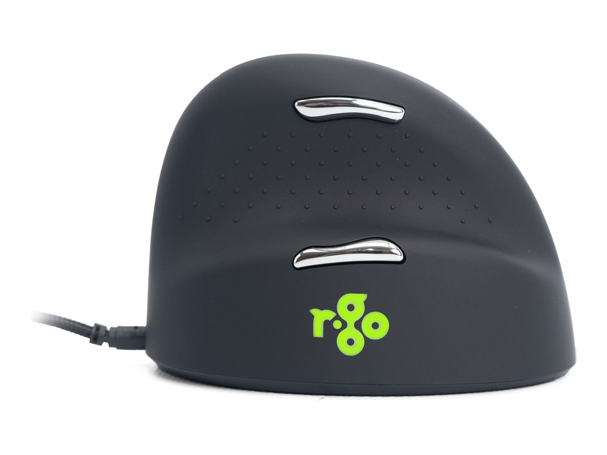 r-go HE Ergo Vertical Mouse Groesse M rechts Maus ergonomisch kabelgebunden schwarz, silber