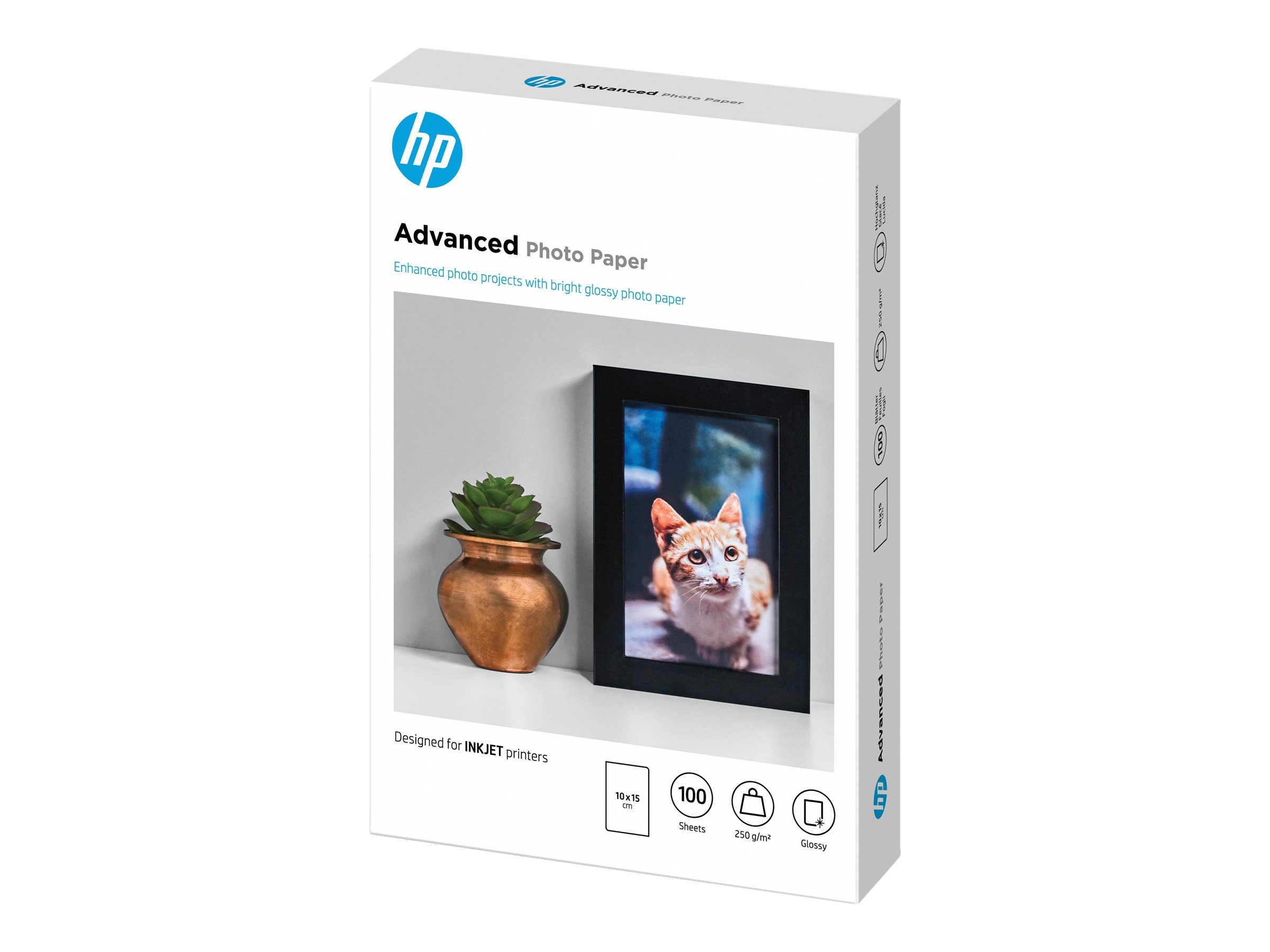 HP original Q8692A Advanced glossy photo paper Ink cartridge 250g/m2 100x150mm 100 sheets 1-pack borderless