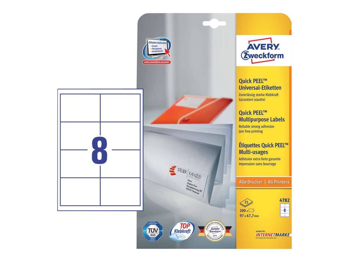 240 AVERY Zweckform Etiketten 4782 weiss 97,0 x 67,7 mm