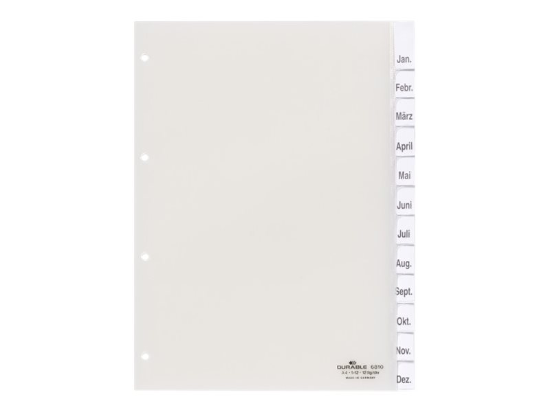 DURABLE Ordnerregister Vollformat 1-12/Jan.-Dez. transparent 12-teilig, 1 Satz DURABLE Ordnerregister Vollformat 1-12/Jan.-Dez. transparent 12-teilig, 1 Satz