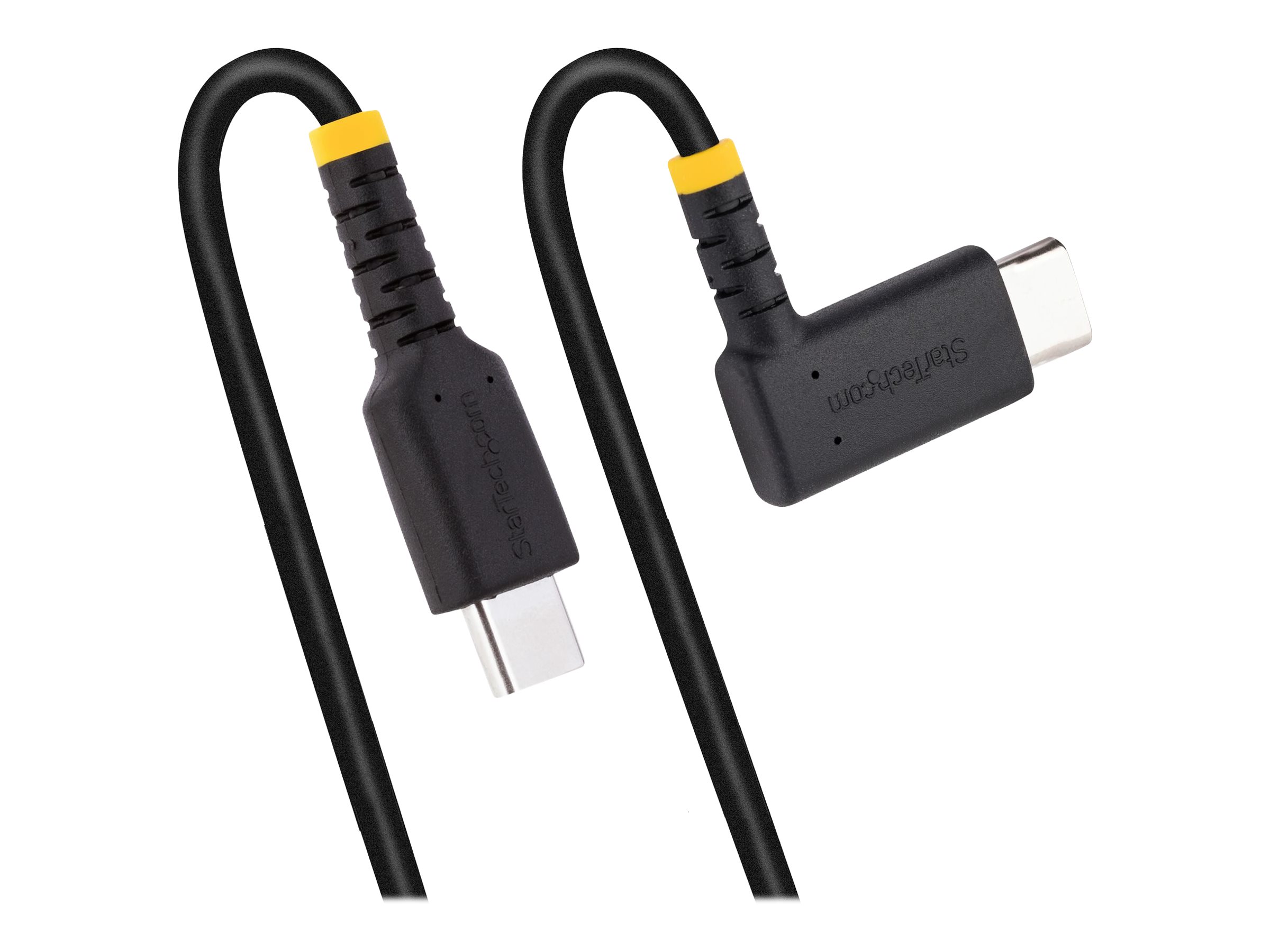 STARTECH.COM 1ft 30cm USB C Charging Cable Right Angle 60W PD 3A Heavy Duty Fast Charge USB-C Cable Durable Rugged Aramid Fiber