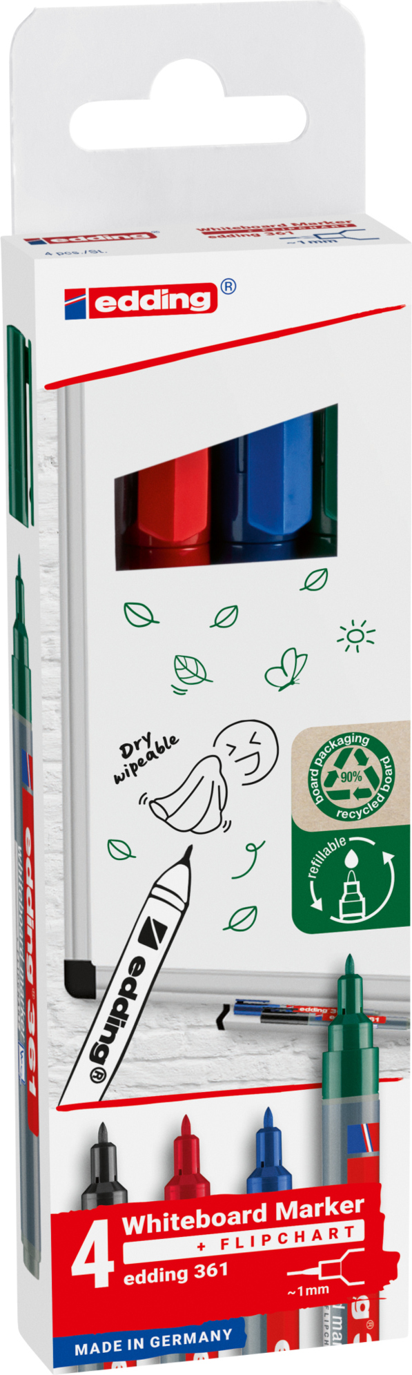edding 361 WhiteboardMarker farbsortiert 1,0 mm, 4 St