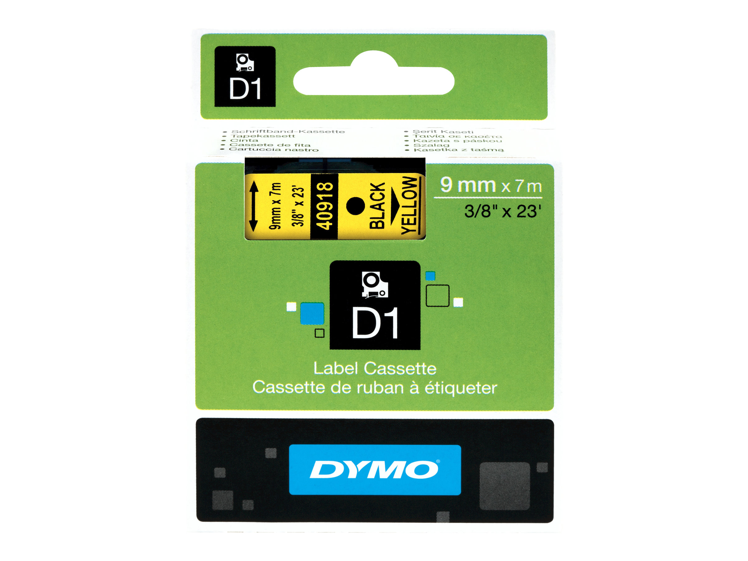 DYMO Schriftband D1 40918 S0720730, 9 mm schwarz auf gelb