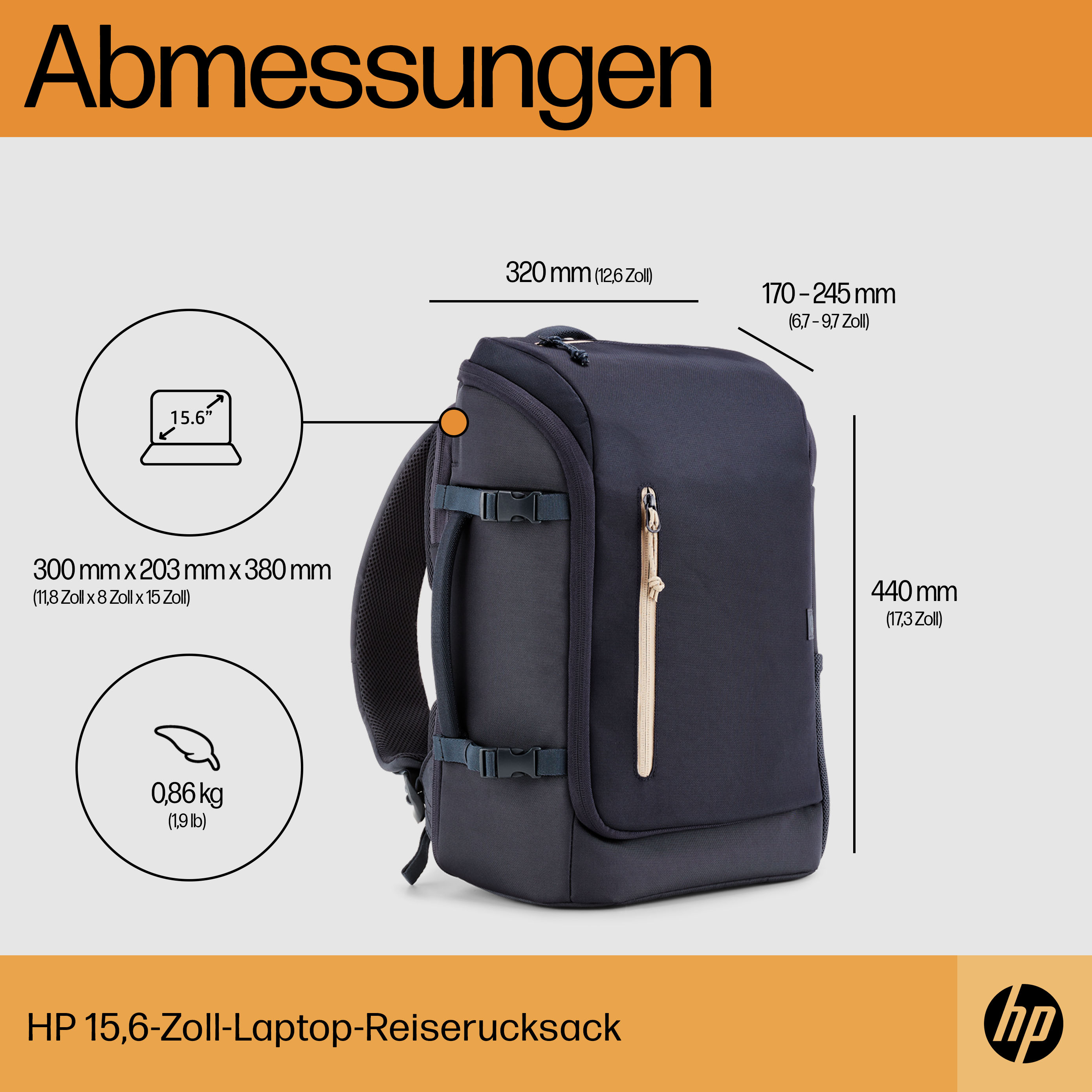 HP Travel 25L 39,62cm 15,6Zoll Laptop Backpack P