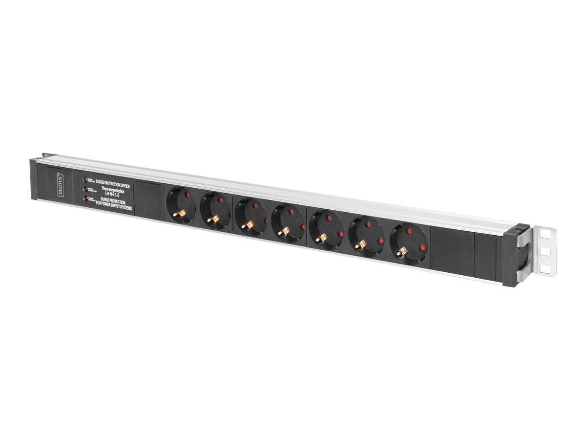 DIGITUS 1HE Aluminium Steckdosenleiste 16A 4000W 250VAC 50/60Hz 7-fach CEE 7/7 3m 2m Zuleitung CEE 7/7 St. DIGITUS 1HE Aluminium Steckdosenleiste 16A 4000W 250VAC 50/60Hz 7-fach CEE 7/7 3m 2m Zuleitung CEE 7/7 St.
