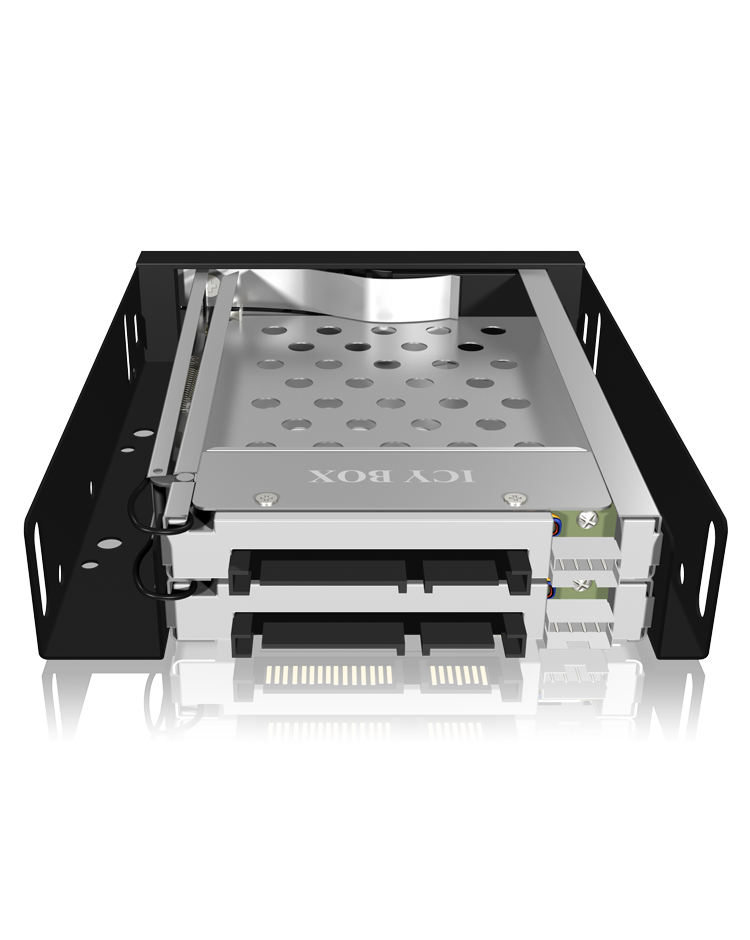 Wechselrahmen 2xSATA 25 zu 2xSATA Host traegerlos fuer 35 Schacht ICY BOX