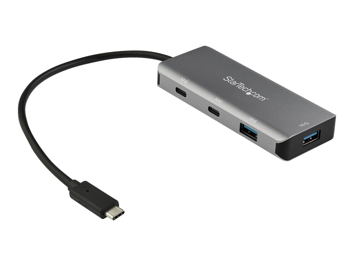 StarTech.com 4 Port USB C Hub w/ 2x USB A & 2x USB C, SuperSpeed 10Gbps USB Type-C 3.1/3.2 Gen 2 Hub, USB Bus Powered, Portable USB-C to USB Adapter Hub, Aluminum, 9.8 (25cm) Cable - Windows/macOS/Linux - Hub - 4 Anschlüsse