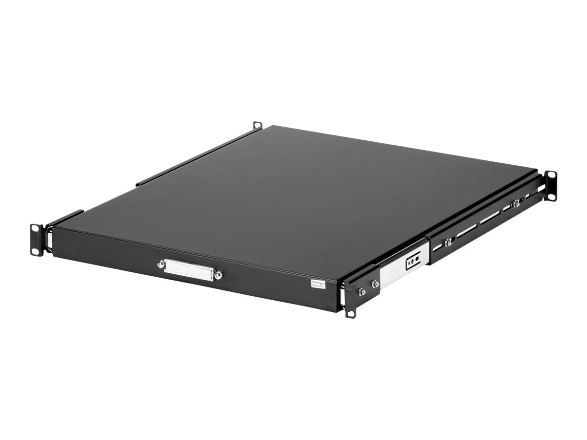 STARTECH.COM Ausziehbarer Fachboden für 19 Zoll Serverschrank - 55cm Sliding Rack Shelf belastbar bis 25 Kg - Stahlblech Schwarz