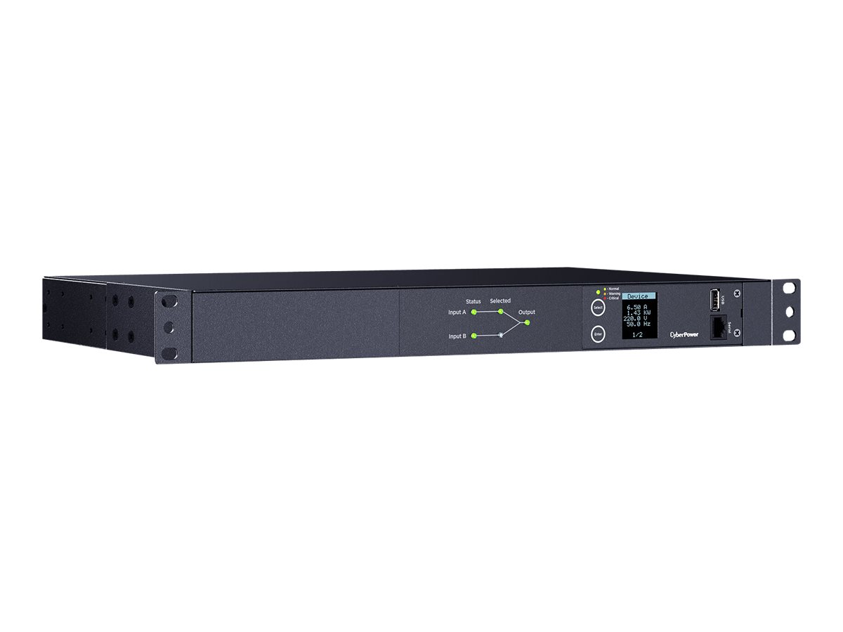 CYBERPOWER METERED ATS PDU PDU24004 230V/16A 1U 12x IEC-320 Outlets Serieller Port PowerPanel Center Software