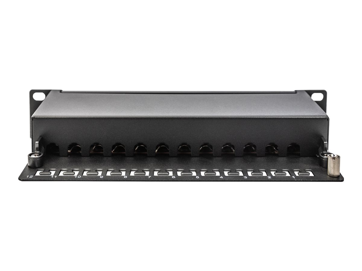 DIGITUS Cat6A Patch Panel geschirmt 12Port 1HE, 10, schwarz