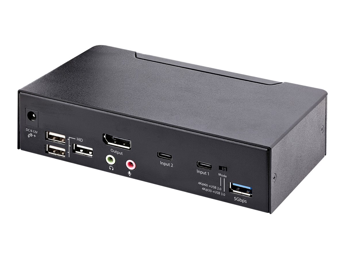 STARTECHCOM 2 Port USB C KVM Switch KVM Umschalter mit 4K 60Hz DisplayPort Thunderbolt 34 und USB C DP Alt Mode Audio USB A Hub