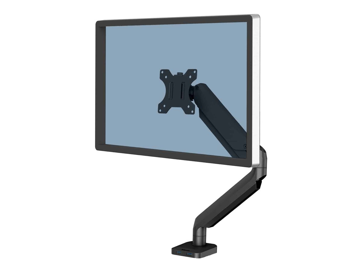 Fellowes Monitor-Halterung Platinum Series 8043301 schwarz fuer 1 Monitor, Tischklemme, Tischbohrung
