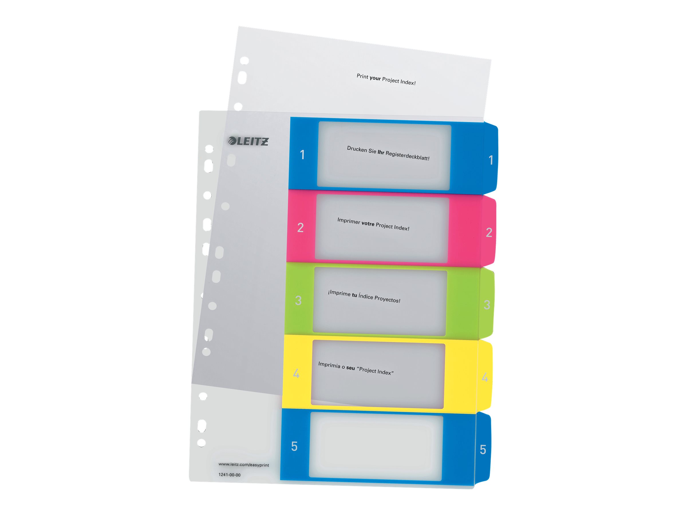 LEITZ Ordnerregister WOW Vollformat, ueberbreite 1-5 farbig 5-teilig, 1 Satz LEITZ Ordnerregister WOW Vollformat, ueberbreite 1-5 farbig 5-teilig, 1 Satz
