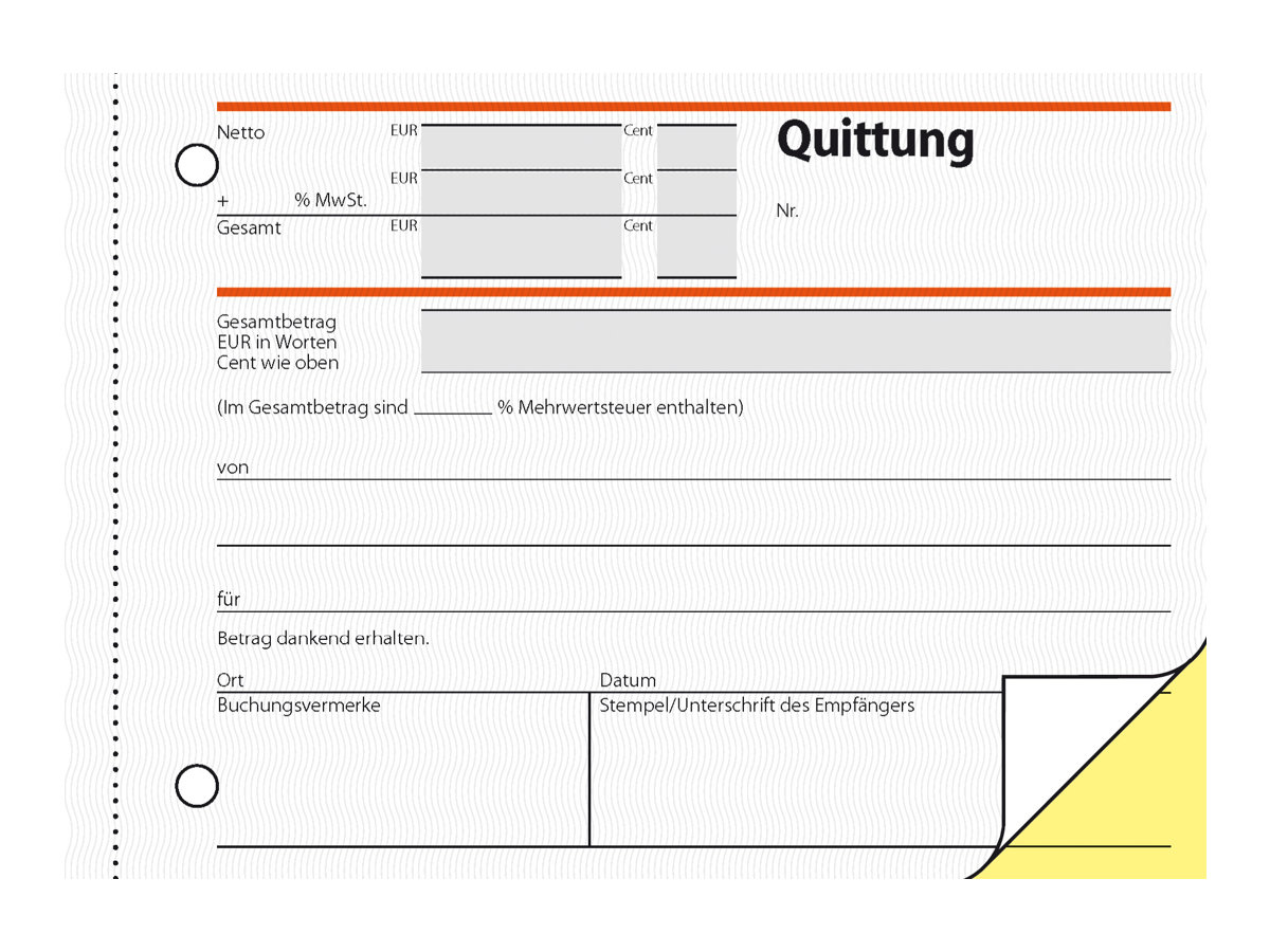 SIGEL Quittung, MwSt separat ausgewiesen Formularbuch SD021, 1 St