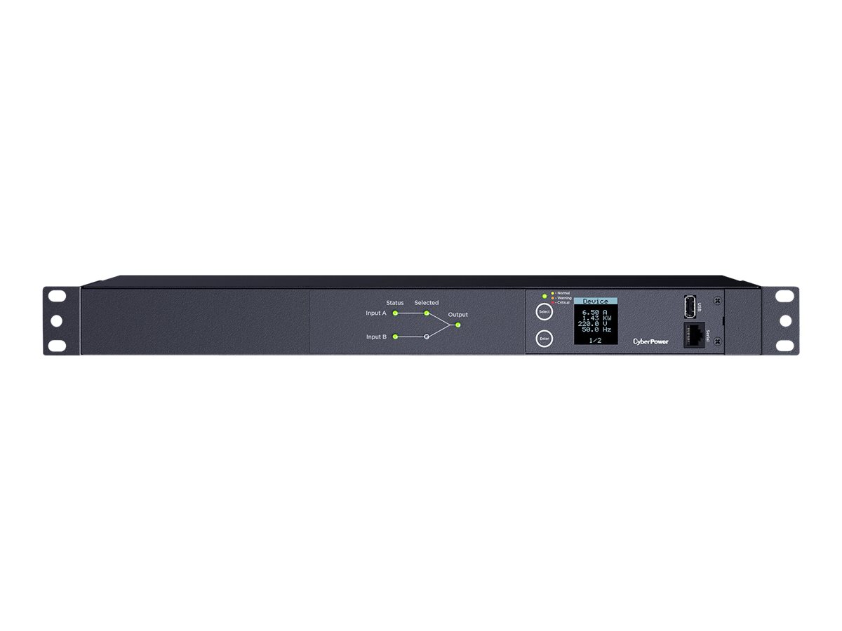 CYBERPOWER METERED ATS PDU PDU24005 230V/20A 1U 8x IEC-320 2x IEC C19 Outlets serieller Port PowerPanel Center Software