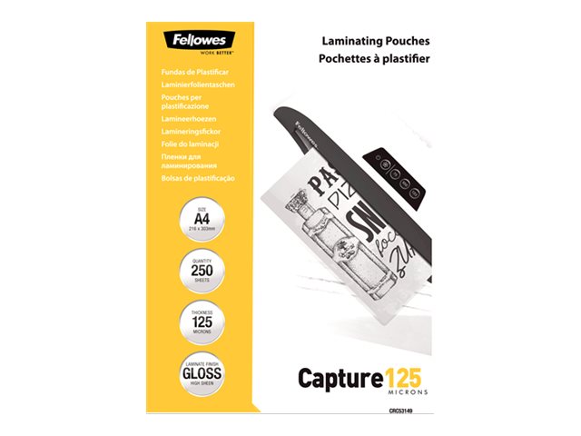 250 Fellowes Laminierfolien glaenzend fuer A4 125 micron 250 Fellowes Laminierfolien glaenzend fuer A4 125 micron