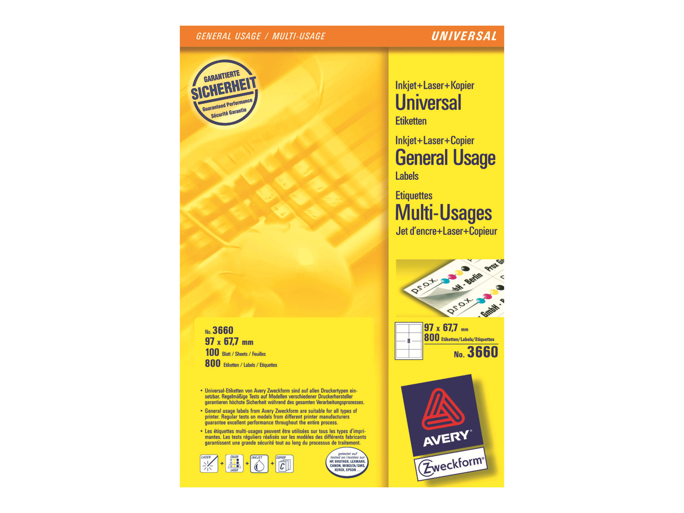 800 AVERY Zweckform Etiketten 3660 weiss 97,0 x 67,7 mm 800 AVERY Zweckform Etiketten 3660 weiss 97,0 x 67,7 mm