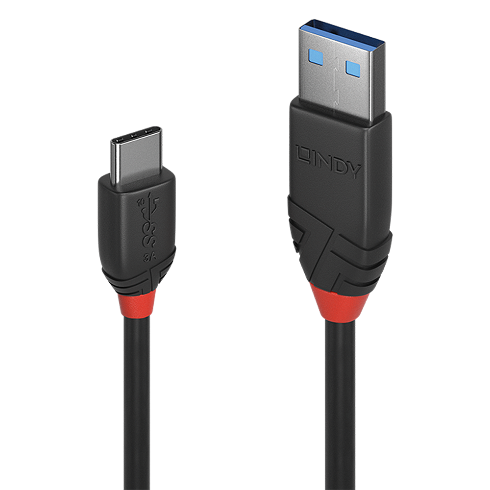 LINDY 1m USB 3.1 Typ A an C Kabel 3A Black Line