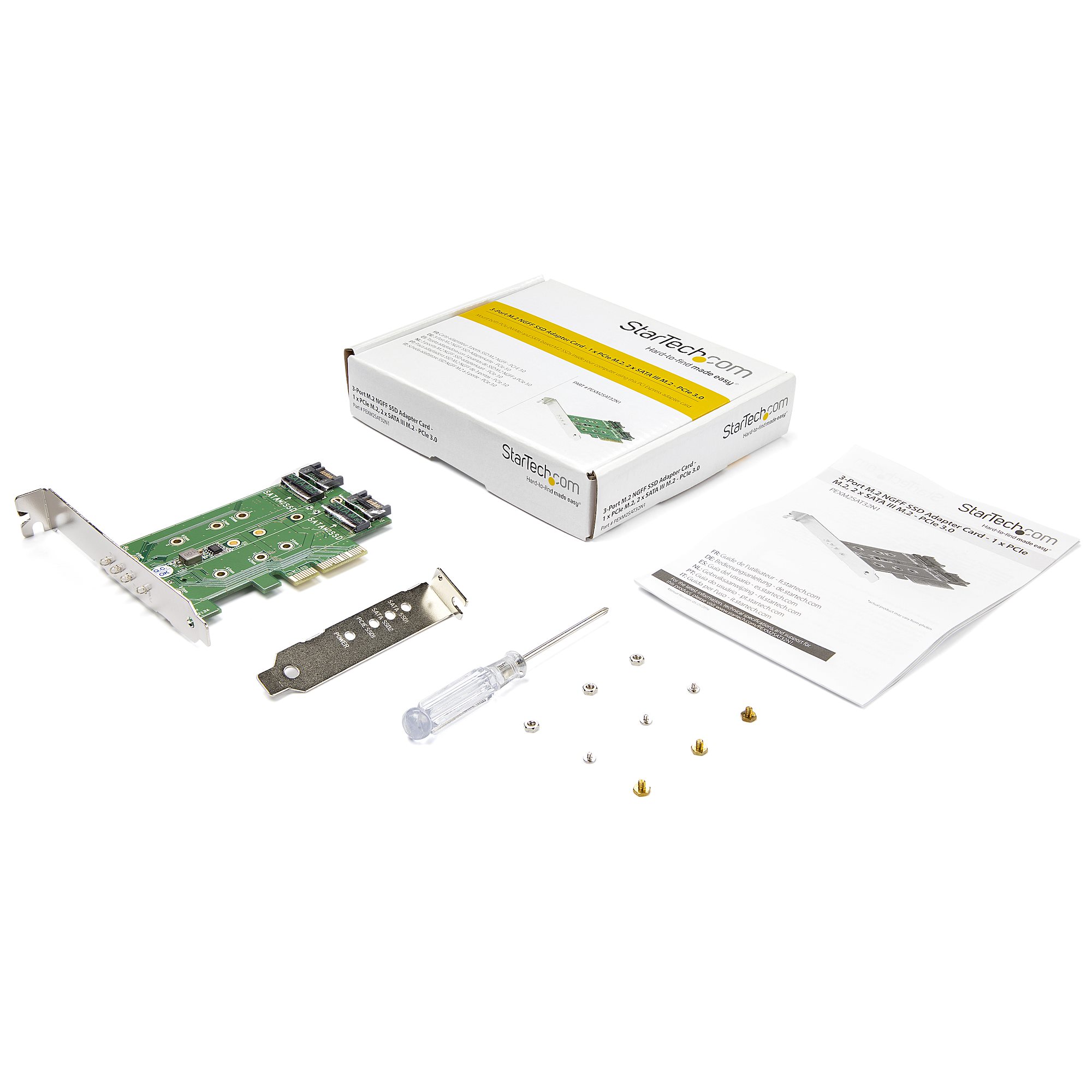 STARTECHCOM 3 Port M2 SSD NGFF Adapterkarte 1x PCIe NVMe M2, 2x SATA III M2 PCIe 30 PCI Express 30 M2 NGFF Kart