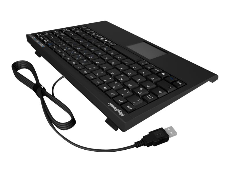 KEYSONIC ACK-540U+ Mini-Tastatur schwarz flacher Bauform Touchpad SoftTouch Funktionstasten USB Plug und Play (US)