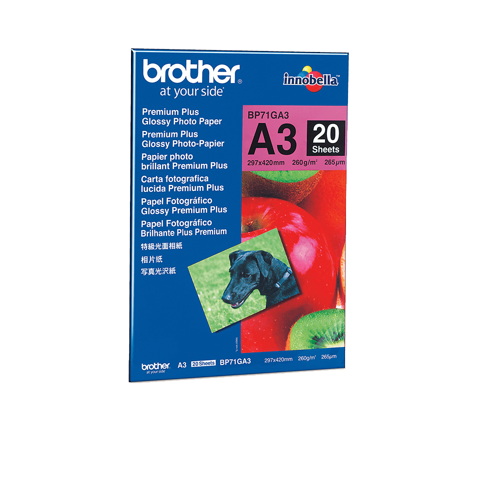 brother Fotopapier BP71GA3 DIN A3 glänzend 260 gqm 20 Blatt