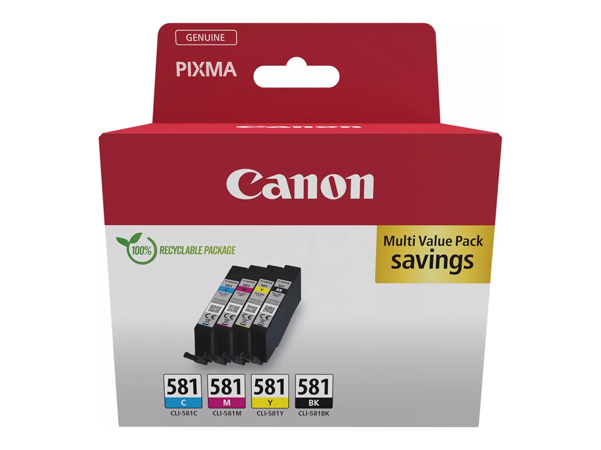 Canon CLI-581 BK/C/M/Y schwarz, cyan, magenta, gelb Druckerpatronen, 4er-Set Canon CLI-581 BK/C/M/Y schwarz, cyan, magenta, gelb Druckerpatronen, 4er-Set