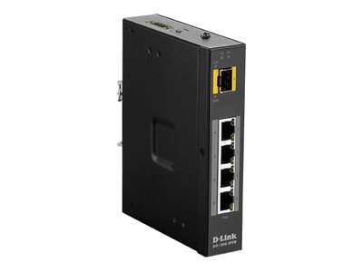 D-LINK DIS-100G-5PSW Industrie Gigabit unmanaged PoE Switch mit SFP 4x 100/1000BaseT PoE 1x 100/1000BaseSFP 120W PoE Kapazität