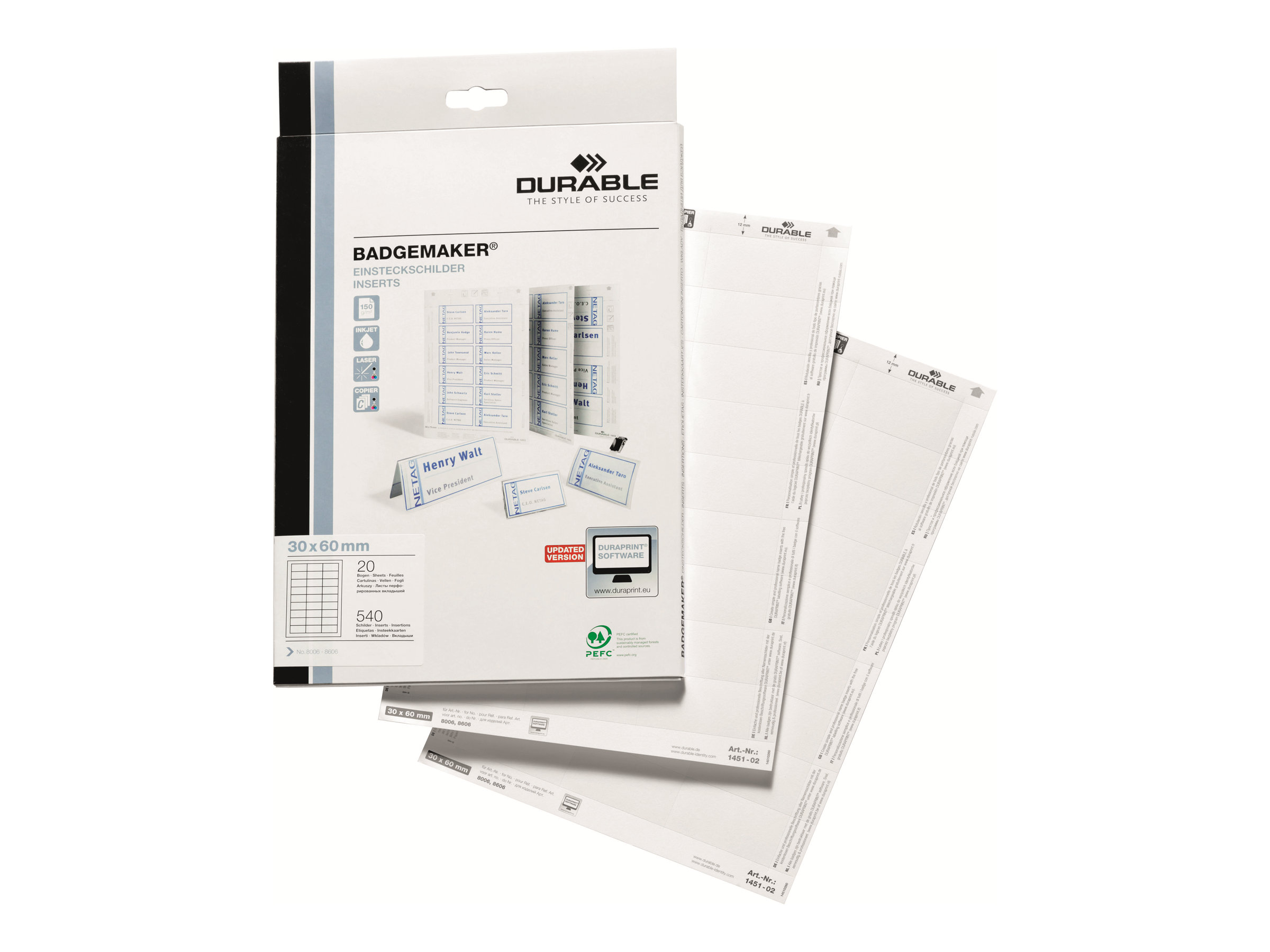 DURABLE Einsteckschilder fuer Namensschilder Badgemaker 6,0 x 3,0 cm, 540 St. DURABLE Einsteckschilder fuer Namensschilder Badgemaker 6,0 x 3,0 cm, 540 St.