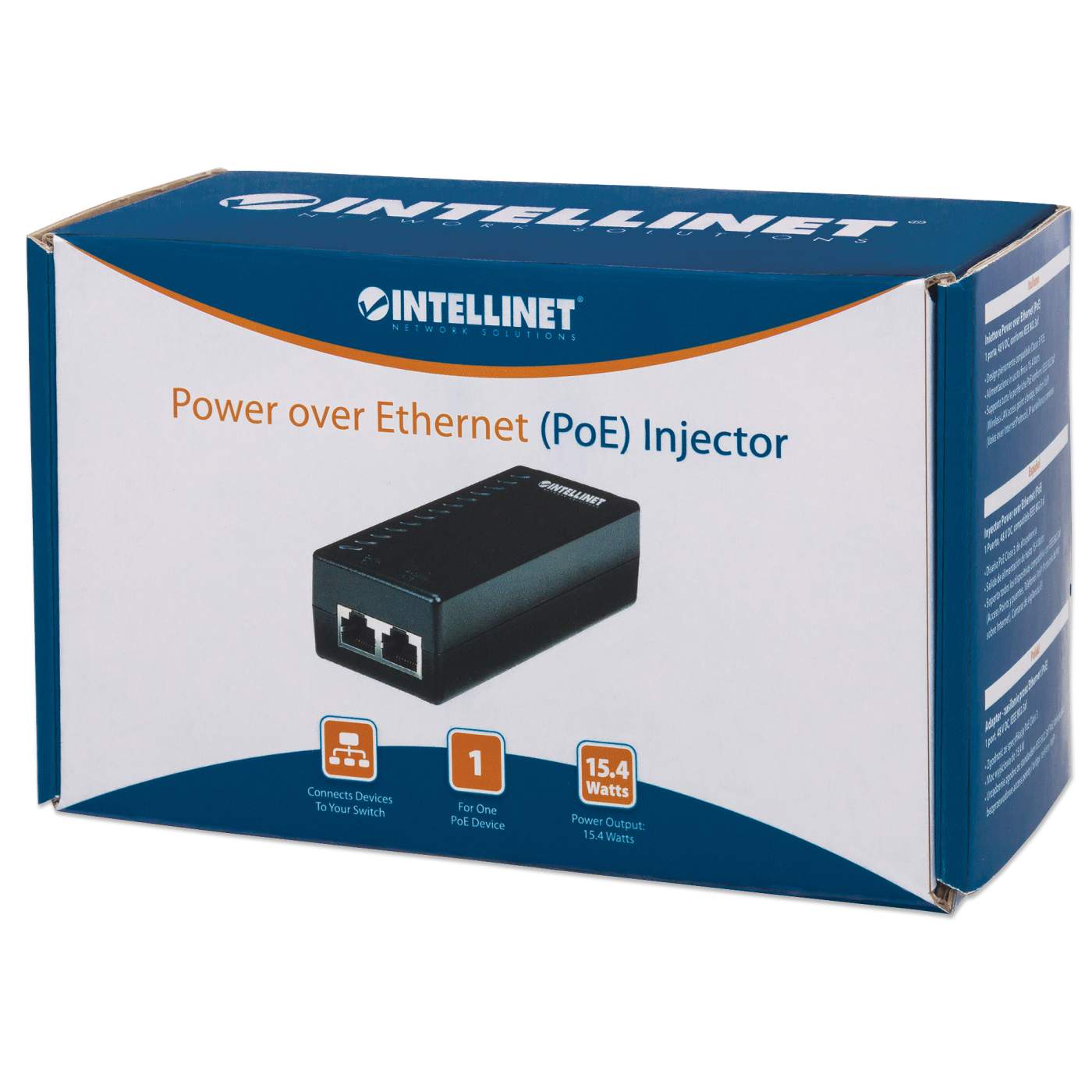 INTELLINET PoE Injector 1 Port 48 V DC IEEE 8023af kompatibel Class 3 PoE Design 154 Watt
