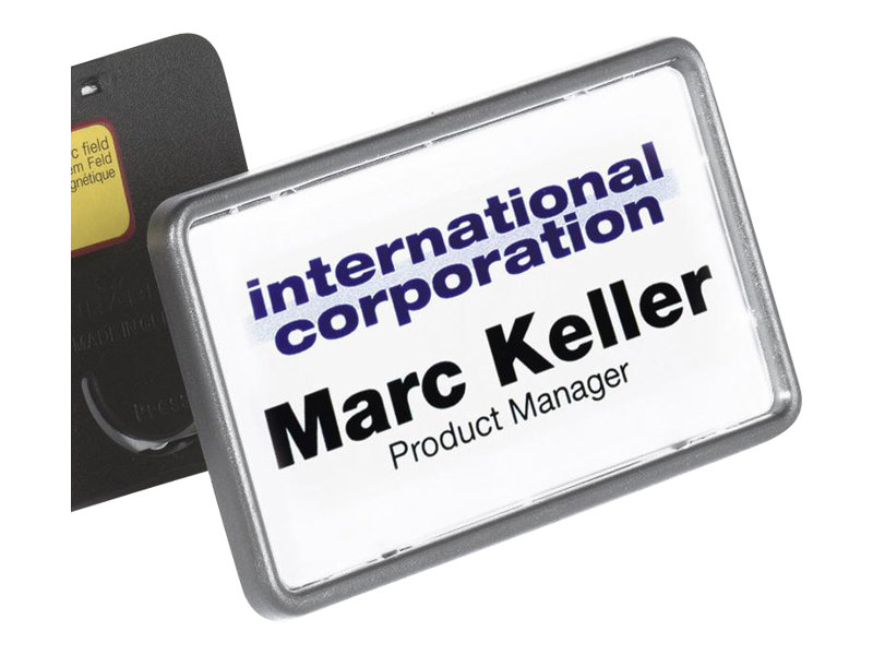 25 DURABLE Clip-Card Namensschilder mit Magnet 7,5 x 4,0 cm