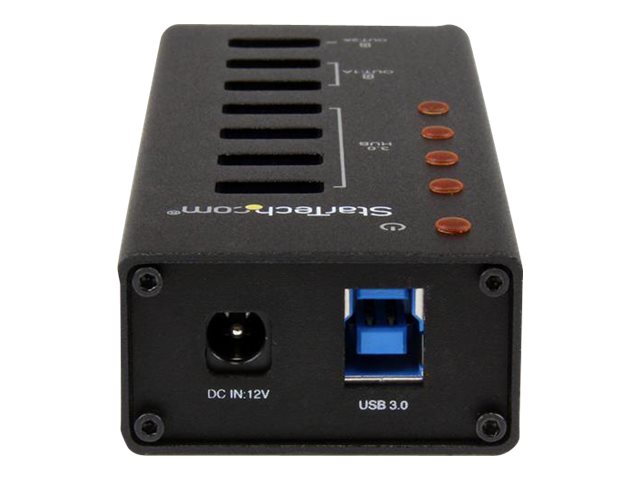 StarTech.com 4 Port USB 3.0 Hub plus 3 Ladeanschlüsse (2x 1A & 1x 2A) - Metallgehäuse zur Wandmontage - Hub - 4 Anschlüsse