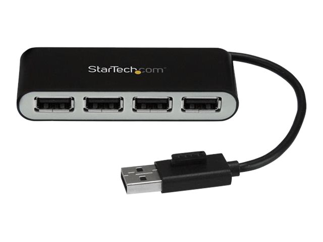 StarTech.com Mobiler 4-Port-USB 2.0-Hub mit integriertem Kabel - Kompakter Mini USB Hub - Hub - 4 Anschlüsse