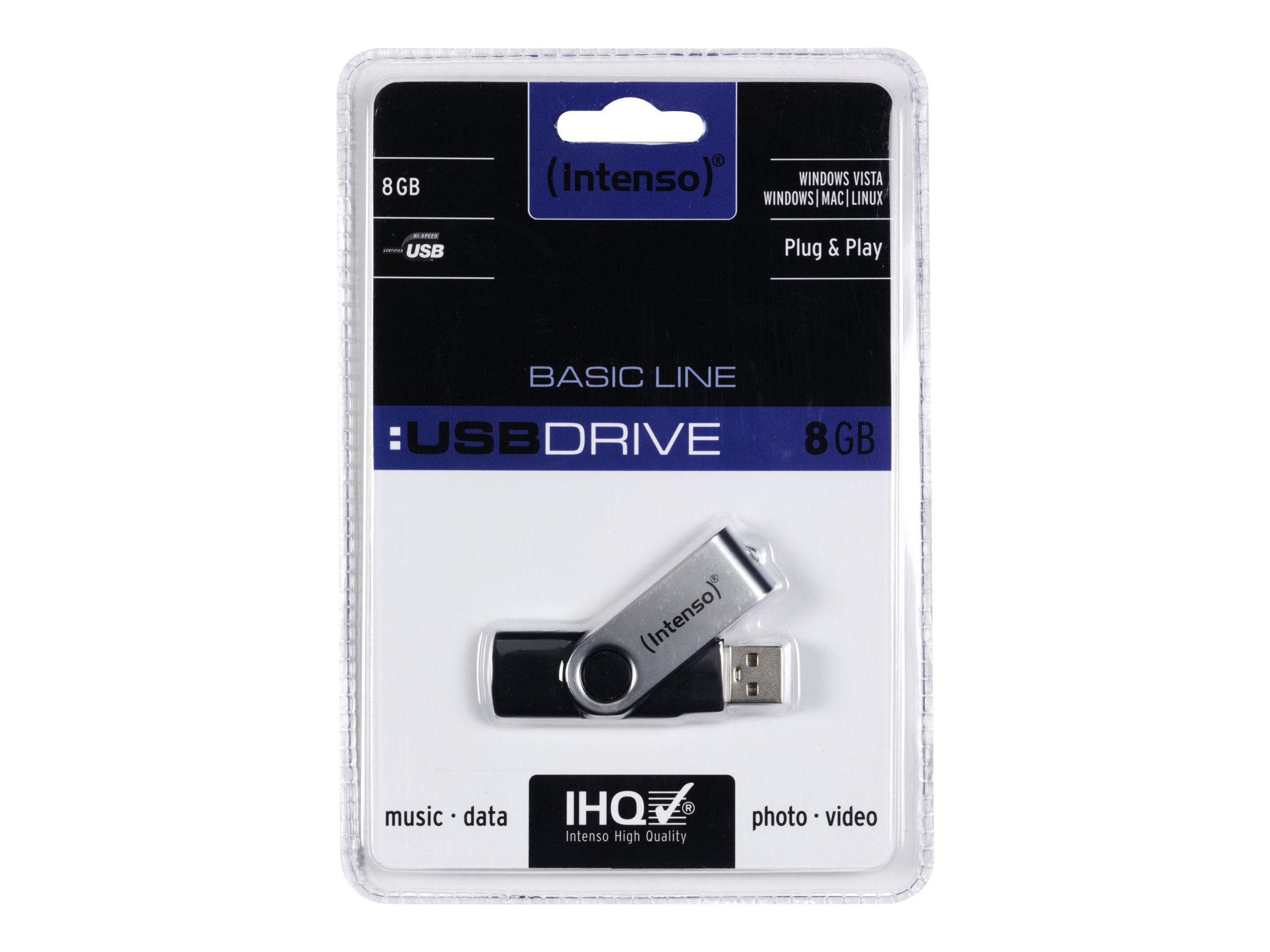 Intenso USB-Stick Basic Line schwarz, silber 8 GB
