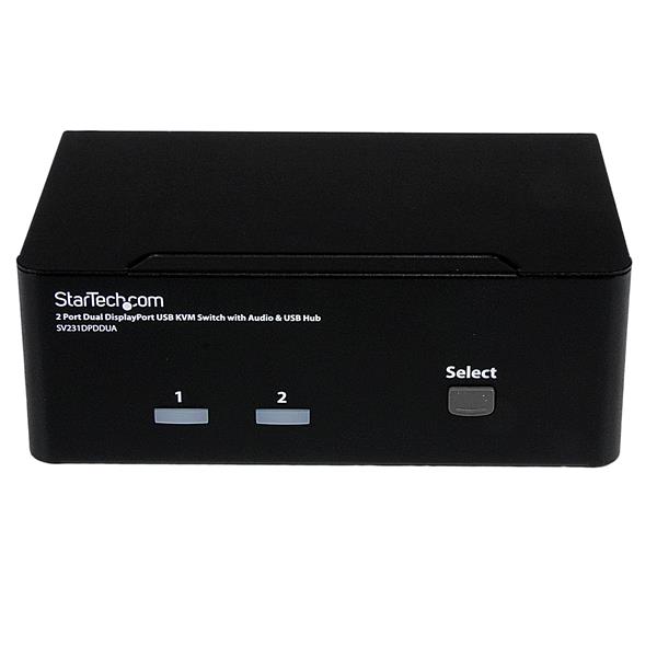 STARTECHCOM 2 Port Dual DisplayPort USB KVM Switch mit Audio DisplayPort Desktop KVM Umschalter