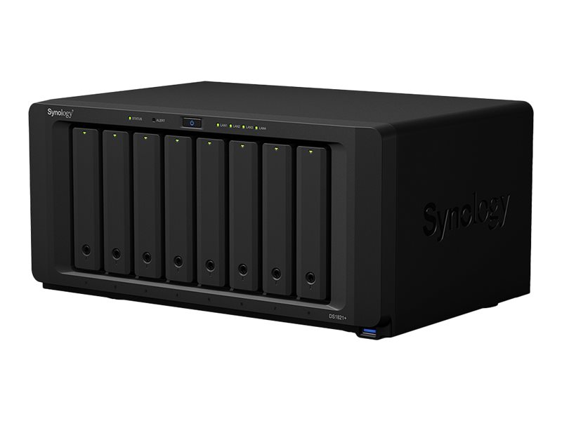 SYNOLOGY DS1821+ 8-Bay NAS AMD Ryzen Embedded V1500B quad-core 2.2GHz 4GB DDR4 up to 32GB 4xUSB 3.2 Gen 1 2xeSATA