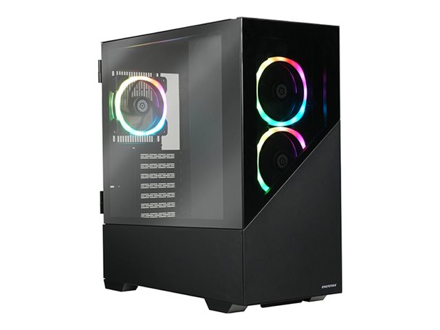 ENERMAX K8 Schwarz ATX Mid Tower Gaming PC-Gehäuse ausgehärtetem Glas inkl. 3 x ARGB PWM 12cm Lüfter - USB3.2 Gen1 und USB3.2 Type C