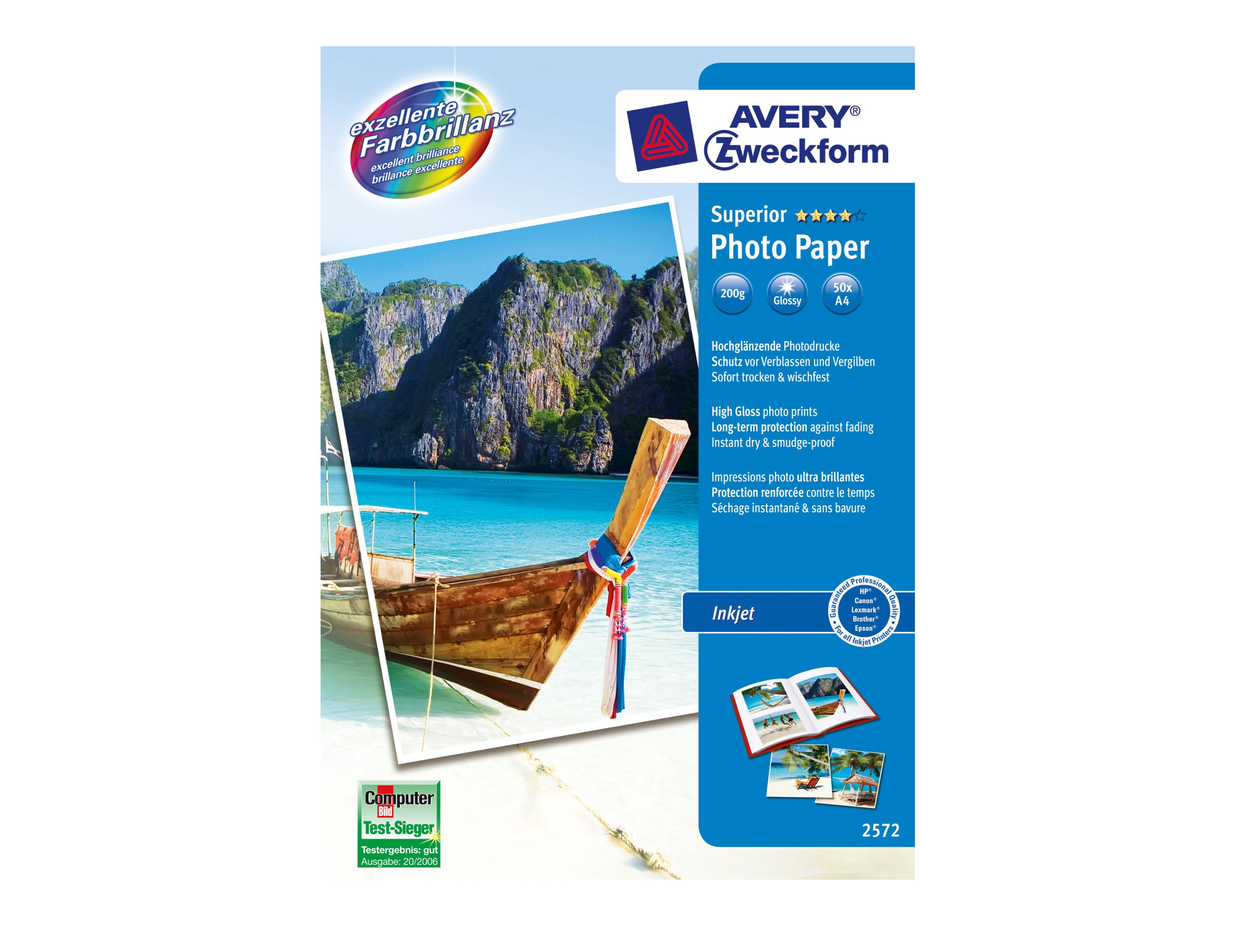 AVERY Zweckform Fotopapier 257250 DIN A4 hochglänzend 200 gqm 50 Blatt
