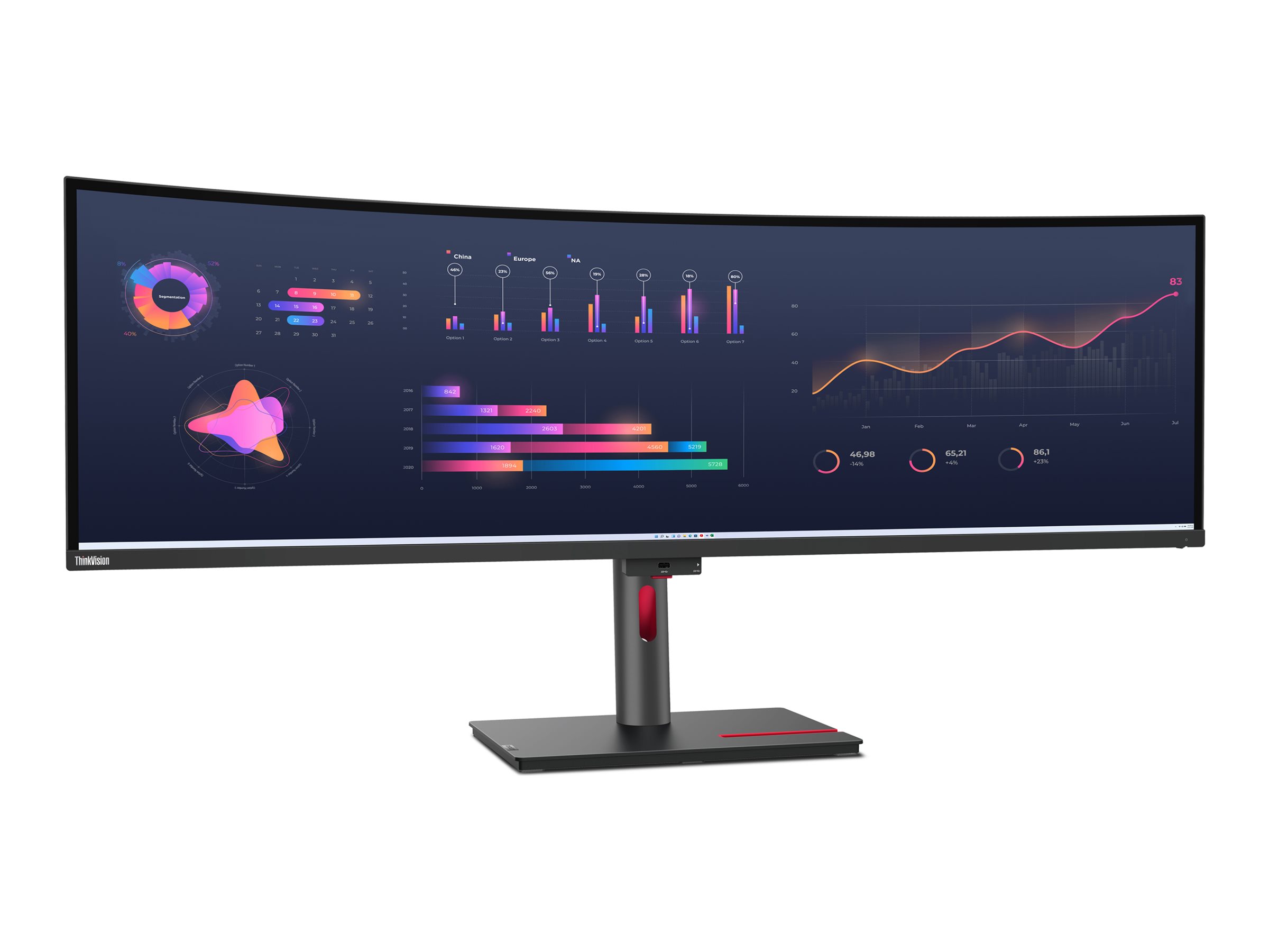 LENOVO ThinkVision P49w-30 124,46cm 49Zoll IPS 5120x1440 32:9 60Hz 350cd/m2 4ms 2x HDMI DP 4xUSB 3.2 G1 USB-C 3.2 G1 USB-B 3.2 G1 TS