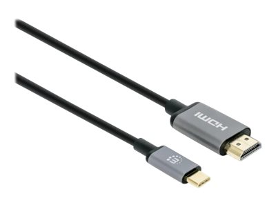 MANHATTAN 4K60Hz USB-C auf HDMI-Adapterkabel USB-C-Stecker auf HDMI-Stecker 1m vergoldete Kontakte schwarz
