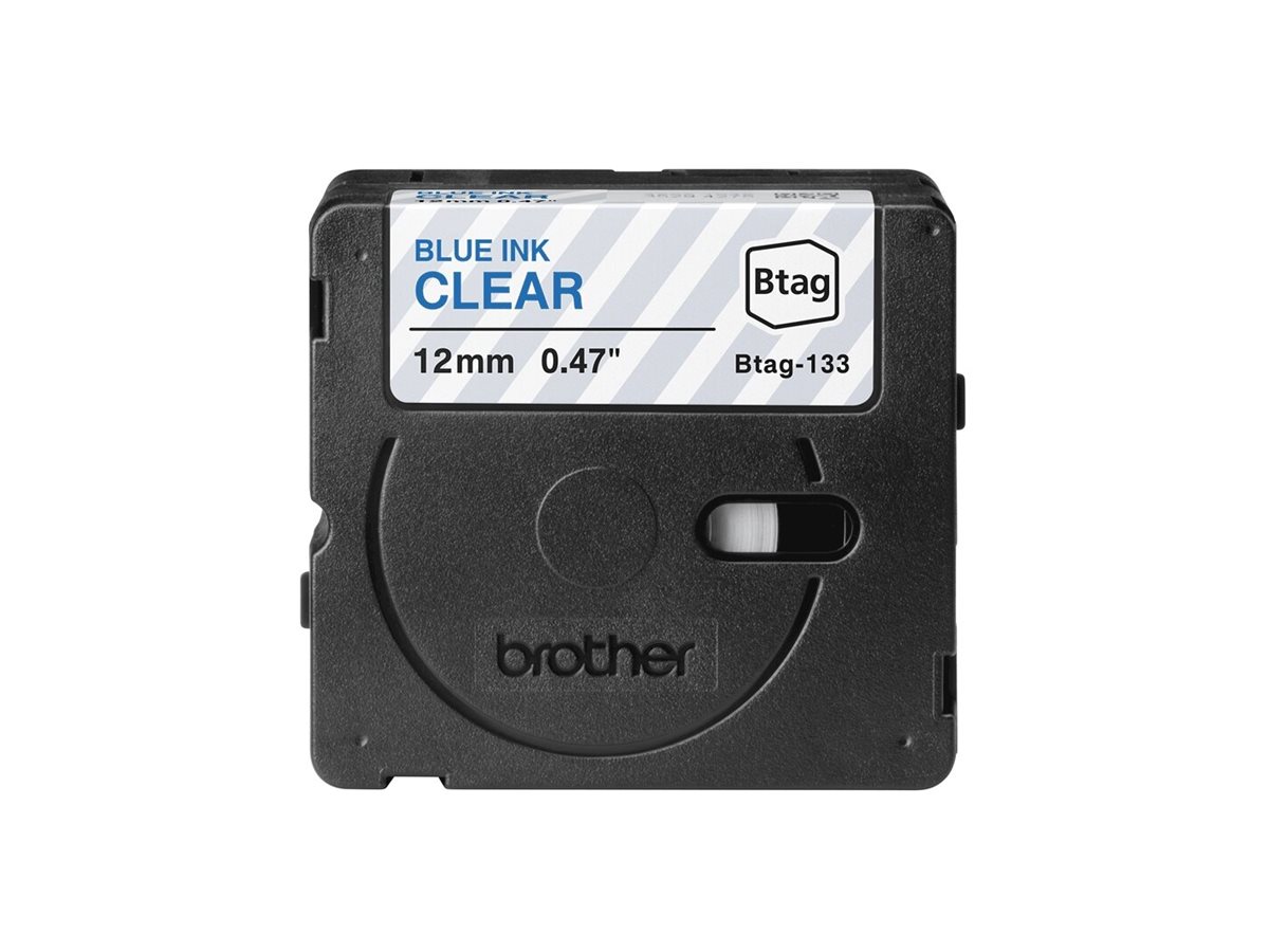 brother Schriftband Btag BTAG133, 12 mm blau auf transparent