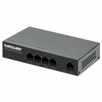 INTELLINET 5-Port Gigabit Ethernet PoE+ Switch 4x PSE PoE+ 1x Gigabit PoE-Leistungsbudget 40 W Desktop-Format optionale Wandmontage