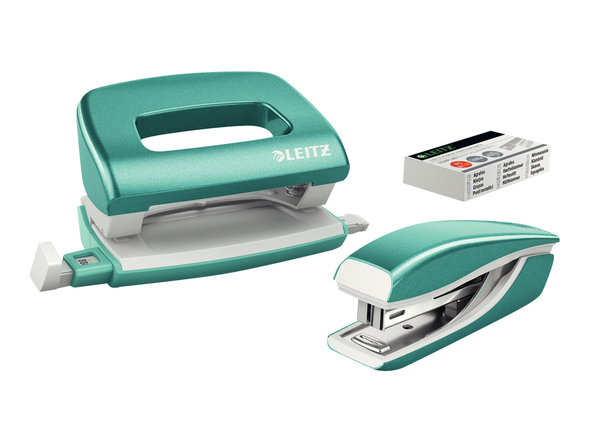 LEITZ Locher und Heftgeraete Set NeXXt WOW 5561 eisblau-metallic LEITZ Locher und Heftgeraete Set NeXXt WOW 5561 eisblau-metallic
