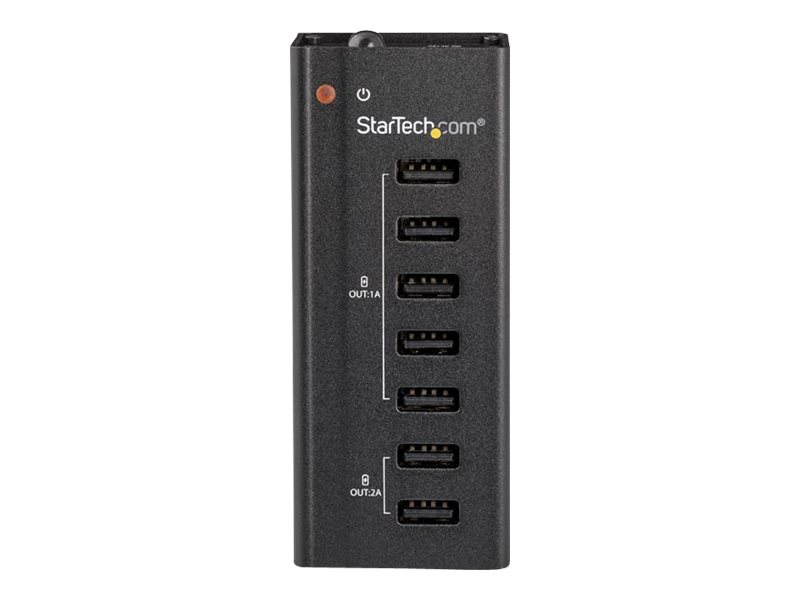 STARTECHCOM 7 Port USB Charging Station with 5x 1A Ports and 2x 2A Ports Standalone USB Charging Strip for Multiple Devices