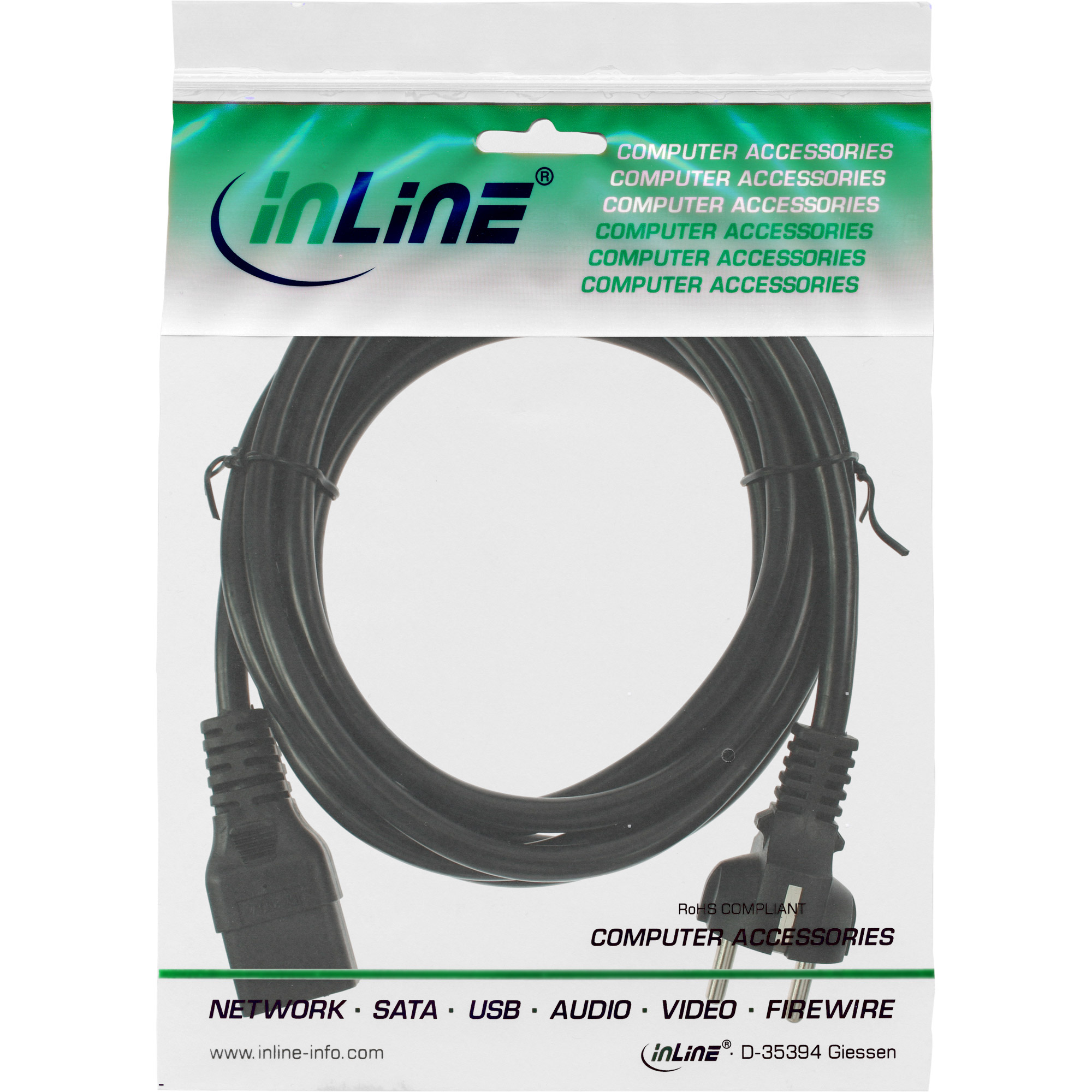 INLINE Netzkabel 16A Schutzkontakt gerade auf Kaltgeraetestecker IEC320/C19 schwarz 0,5m INLINE Netzkabel 16A Schutzkontakt gerade auf Kaltgeraetestecker IEC320/C19 schwarz 0,5m