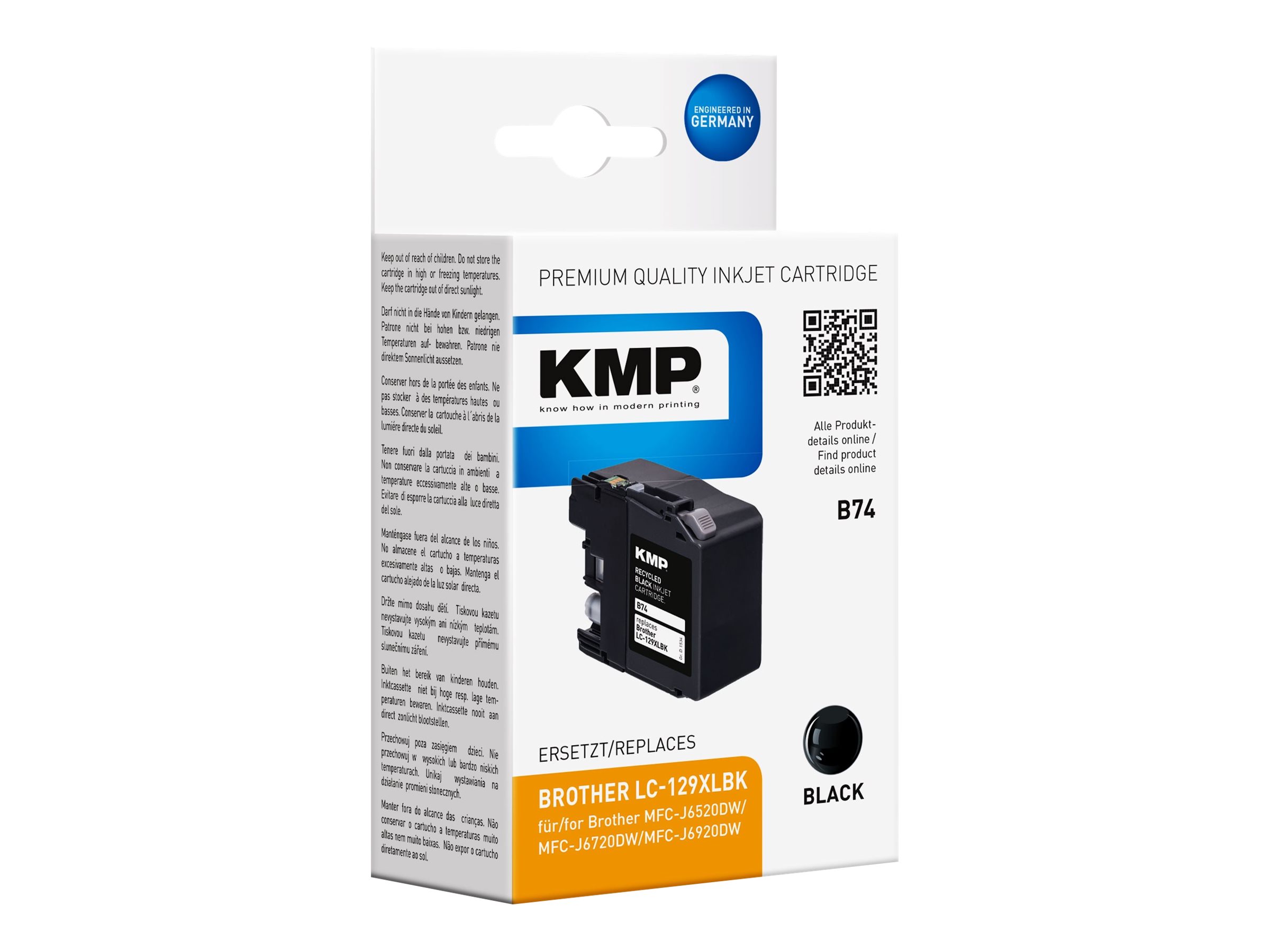 KMP B74  schwarz Druckerpatrone kompatibel zu brother LC-129XLBK