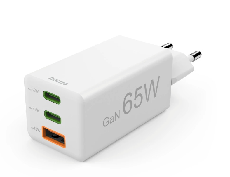 Hama USB Schnellladegerät 3 Ports, 2x USBC, 1x USBA 65 W, Ws