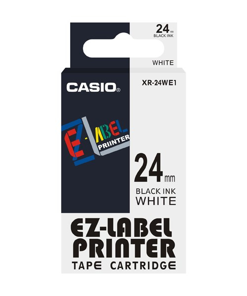 CASIO Schriftband XR-24WE XR-24WE1, 24 mm schwarz auf weiss