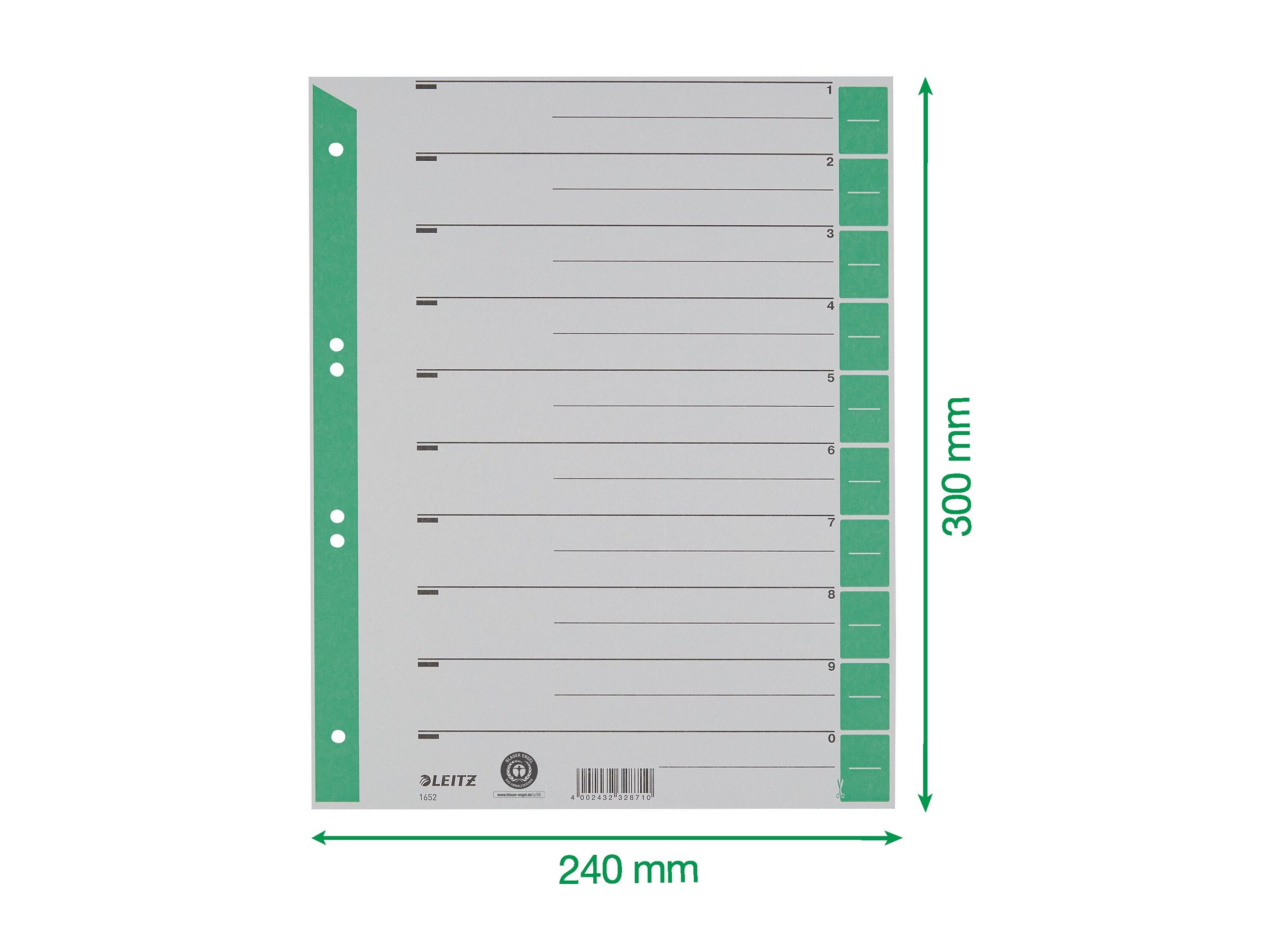 LEITZ Trennblaetter 1652 1-0 gruen, 25 St. LEITZ Trennblaetter 1652 1-0 gruen, 25 St.