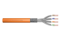 DIGITUS CAT 7 S-FTP Roh-Installationskabel PiMF Laenge 1000 m Trommel AWG 23/1 1200 MHz, LSZH-3 Simplex Farbe Orange Verlegekabel