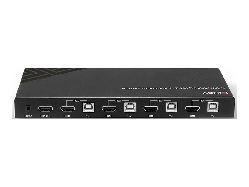 LINDY 4 Port HDMI 18G USB 2.0 & Audio KVM Switch LINDY 4 Port HDMI 18G USB 2.0 & Audio KVM Switch